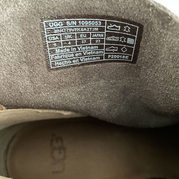 UGG Bootie Women 6M Brown Suede Short Ankle Boots Stacked Heel - Picture 6 of 12